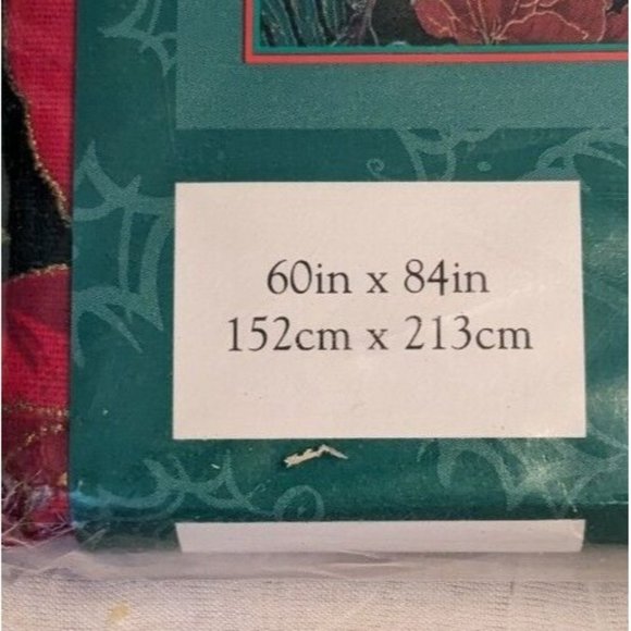 NOS Dayton Hudson Christmas Tablecloth Poinsettia Vtg 90s Holiday Retro 60 x 84 - Picture 9 of 16